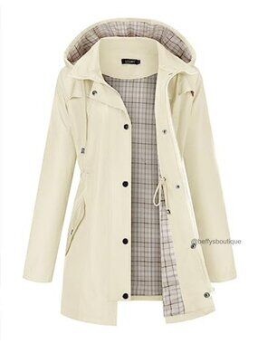Women's Waterproof Hooded Raincoat Lightweight Lined Rain Jacket